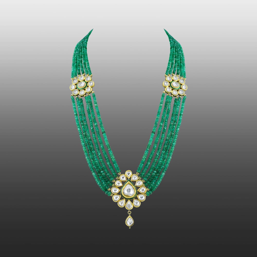 Multi-Strand Emerald Necklace with Polkis